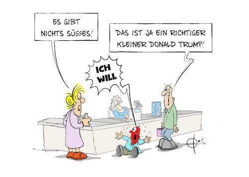 Cartoon: 20260112-KleinerTrump (medium) by Marcus Gottfried tagged trump,gönland,venezuela,erpressung,kleinkind,trump,gönland,venezuela,erpressung,kleinkind