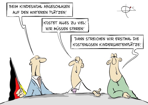 Cartoon: 20260517-Kindeswohl (medium) by Marcus Gottfried tagged kinder,kindeswohl,vergleich,europa,reichtum,sparen,prioritäten,platz,musik,esc,kinder,kindeswohl,vergleich,europa,reichtum,sparen,prioritäten,platz,musik,esc