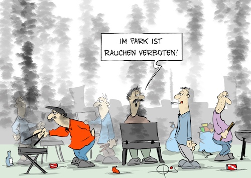 Cartoon: 20260601-RuchenVerboten (medium) by Marcus Gottfried tagged grill,grillen,qualm,parkanlage,grillverbot,rauchen,rauchverbot,grill,grillen,qualm,parkanlage,grillverbot,rauchen,rauchverbot