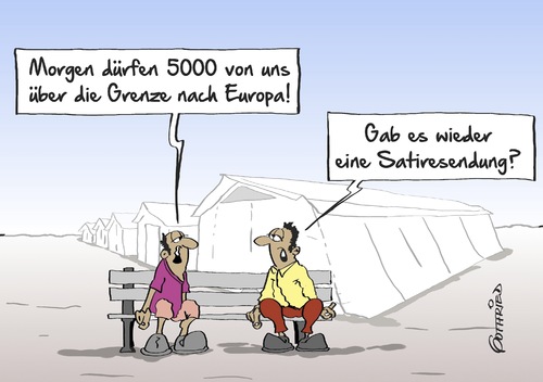 Cartoon: 5000 rüber (medium) by Marcus Gottfried tagged syrien,asyl,camp,flucht,flüchtling,afghanistan,grenze,türkei,abkommen,eu,europa,erdogan,union,lager,zelt,menschen,schicksal,extra3,satire,satiresendung,ndr,fernsehen,botschafter,note,freunde,marcus,gottfried,cartoon,karikatur,flüchtling,flucht,camp,asyl,syrien,afghanistan,grenze,türkei,abkommen,eu,europa,erdogan,union,lager,zelt,menschen,schicksal,extra3,satire,satiresendung,ndr,fernsehen,botschafter,note,freunde,marcus,gottfried,cartoon,karikatur