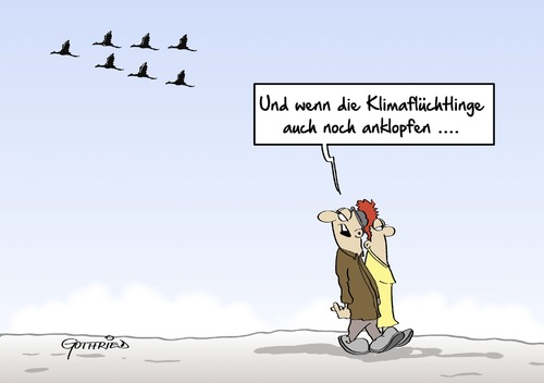 Cartoon: Anklopfen (medium) by Marcus Gottfried tagged flüchtling,klimaflüchtling,flucht,grund,klima,umwelt,schaden,auswirkung,kranich,vogel,flug,winter,auswandern,wärme,marcus,gottfried,cartoon,karikatur,flüchtling,klimaflüchtling,flucht,grund,klima,umwelt,schaden,auswirkung,kranich,vogel,flug,winter,auswandern,wärme,marcus,gottfried,cartoon,karikatur