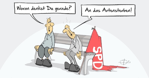 Cartoon: Artensterben (medium) by Marcus Gottfried tagged artensterben,umwelt,klima,waldrodung,spd,niedergang,artensterben,umwelt,klima,waldrodung,spd,niedergang