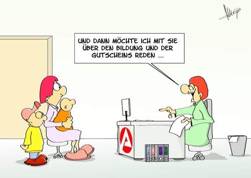 Cartoon: Bildung (medium) by Marcus Gottfried tagged arge,bildung,familie,einkommen,gutschein,kultur,unterstützung,hartz4,regelsatz,kinder,schule,freizeit,deutsch,beamter,berater,arge,bildung,familie,einkommen,gutschein,kultur,unterstützung,hartz4,regelsatz,kinder,schule,freizeit,deutsch,beamter,berater,bürgergeld