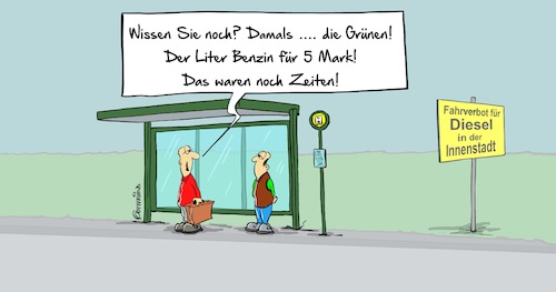 Cartoon: Damals (medium) by Marcus Gottfried tagged diesel,umwelt,umweltzone,fahrverbot,grüne,diesel,umwelt,umweltzone,fahrverbot,grüne