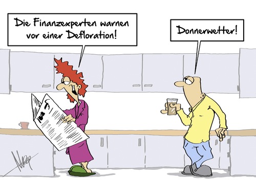 Cartoon: Defloration (medium) by Marcus Gottfried tagged inflation,deflation,defloration,experten,börse,finanzen,geld,währung,finanzexperten,donnerwetter,staunen,küche,ehe,ehepaar,frühstück,marcus,gottfried,cartoon,karikatur,inflation,deflation,defloration,experten,börse,finanzen,geld,währung,finanzexperten,donnerwetter,staunen,küche,ehe,ehepaar,frühstück,marcus,gottfried,cartoon,karikatur