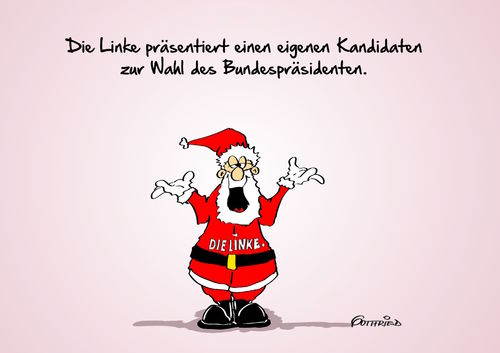 Cartoon: eigener Kandidat (medium) by Marcus Gottfried tagged eigener,kandidat,bundespräsident,steinmeier,cdu,spd,die,linke,weihnachten,weihnachtsfest,nikolaus,weihnachtsmann,überraschung,bekanntheitsgrad,bekannt,christen,partei,präsident,wahl,freude,marcus,gottfried,cartoon,karikatur,eigener,kandidat,bundespräsident,steinmeier,cdu,spd,die,linke,weihnachten,weihnachtsfest,nikolaus,weihnachtsmann,überraschung,bekanntheitsgrad,bekannt,christen,partei,präsident,wahl,freude,marcus,gottfried,cartoon,karikatur