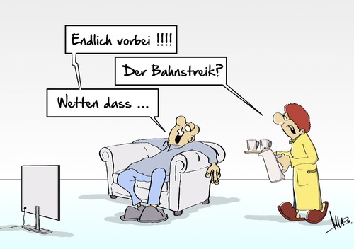 Cartoon: Endlich vorbei (medium) by Marcus Gottfried tagged endlich,vorbei,aus,tv,fernsehen,sendung,wetten,dass,lanz,unterhaltung,langeweile,abendprogramm,wochenende,samstag,entertainment,bundesbahn,bahnstreik,streik,lohn,arbeitskampf,endlich,vorbei,aus,tv,fernsehen,sendung,wetten,dass,lanz,unterhaltung,langeweile,abendprogramm,wochenende,samstag,entertainment,bundesbahn,bahnstreik,streik,lohn,arbeitskampf