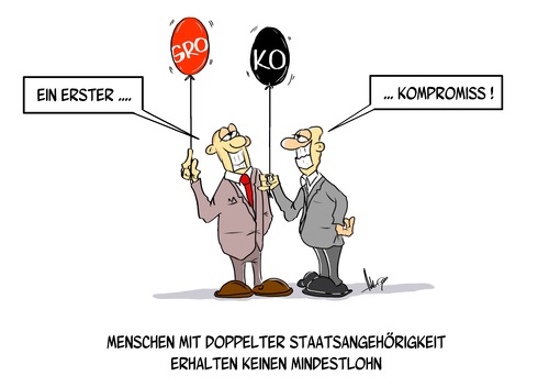 Cartoon: Erster Kompromiss (medium) by Marcus Gottfried tagged koalitionsverhandlung,cdu,csu,spd,kompromiss,grosse,koalition,partei,regierung,berlin,bundestag,parlament,luft,luftballon,freude,party,ergebnis,menschen,doppelt,staatsangehörigkeit,staat,mindestlohn,geld,lohn,entlohnung,hartz,koalitionsverhandlung,cdu,csu,spd,kompromiss,grosse,koalition,partei,regierung,berlin,bundestag,parlament,luft,luftballon,freude,party,ergebnis,menschen,doppelt,staatsangehörigkeit,staat,mindestlohn,geld,lohn,entlohnung,hartz