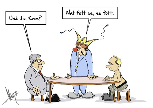 Cartoon: es fott (medium) by Marcus Gottfried tagged es,fott,kölsch,köln,karneval,kölsche,grundgesetz,minsk,besprechung,tusch,rund,merkel,poroschenko,putin,ukraine,krim,russland,deutschland,frankreich,gipfel,marcus,gottfried,cartoon,karikatur,es,fott,kölsch,köln,karneval,kölsche,grundgesetz,minsk,besprechung,tusch,rund,merkel,poroschenko,putin,ukraine,krim,russland,deutschland,frankreich,gipfel,marcus,gottfried,cartoon,karikatur