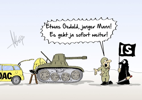 Cartoon: etwas Geduld (medium) by Marcus Gottfried tagged bundeswehr,armee,defekte,defekt,ausfall,material,unfall,panne,schaden,adac,waffen,waffengewalt,engel,angriff,hubschrauber,panzer,reparatur,einsatz,einsatzbereitschaft,hilfsmittel,marcus,gottfried,cartoon,karikatur,is,isis,islam,geduld,weiter,bundeswehr,armee,defekte,defekt,ausfall,material,unfall,panne,schaden,adac,waffen,waffengewalt,engel,angriff,hubschrauber,panzer,reparatur,einsatz,einsatzbereitschaft,hilfsmittel,marcus,gottfried,cartoon,karikatur,is,isis,islam,geduld,weiter