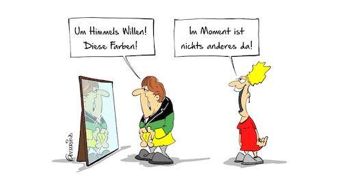 Cartoon: Farben (medium) by Marcus Gottfried tagged bundestagswahl,merkel,koalition,jamaica,grüne,fdp,cdu,zusammenarbeit,regierung,kleid,geschmacksache,farbe,schnitt,aussehen,zufrieden,freude,marcus,gottfried,cartoon,karikatur,bundestagswahl,merkel,koalition,jamaica,grüne,fdp,cdu,zusammenarbeit,regierung,kleid,geschmacksache,farbe,schnitt,aussehen,zufrieden,freude,marcus,gottfried,cartoon,karikatur