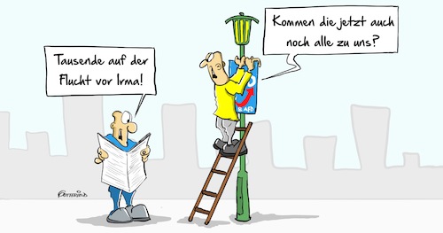 Cartoon: Flucht (medium) by Marcus Gottfried tagged irma,hurrikan,sturm,us,usa,karibik,umwelt,klima,klimakatastrophen,wind,wirbelsturm,afd,partei,ausländer,flucht,fluchtgründe,ausländerfeindlich,rassistisch,freunde,marcus,gottfried,cartoon,karikatur,irma,hurrikan,sturm,us,usa,karibik,umwelt,klima,klimakatastrophen,wind,wirbelsturm,afd,partei,ausländer,flucht,fluchtgründe,ausländerfeindlich,rassistisch,freunde,marcus,gottfried,cartoon,karikatur