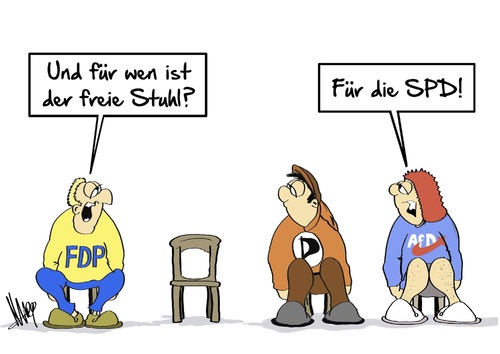 Cartoon: freier Stuhl (medium) by Marcus Gottfried tagged stuhl,gruppe,selbsthilfe,verlierer,randgruppe,erscheinung,fdp,raus,wahl,beliebt,unbeliebt,piraten,vergessen,vergessenheit,afd,selbstgefälligkeit,absturz,sozen,sozialdemokraten,gabriel,stellung,wert,zeit,marcus,gottfried,cartoon,karikatur,stuhl,gruppe,selbsthilfe,verlierer,randgruppe,erscheinung,fdp,raus,wahl,beliebt,unbeliebt,piraten,vergessen,vergessenheit,afd,selbstgefälligkeit,absturz,sozen,sozialdemokraten,gabriel,stellung,wert,zeit,marcus,gottfried,cartoon,karikatur