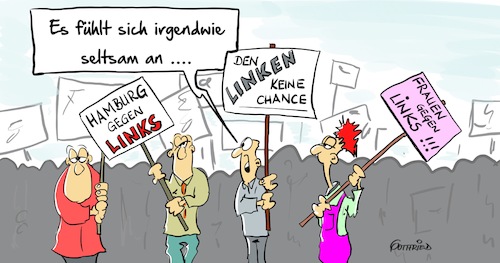 Cartoon: Gegen Links (medium) by Marcus Gottfried tagged demonstrationen,demo,demonstration,links,rechts,anti,gegen,g20,hamburg,gipfel,wirtschaft,widerstand,unmut,bevölkerung,widerspruch,feinde,freunde,marcus,gottfried,cartoon,karikatur,demonstrationen,demo,demonstration,links,rechts,anti,gegen,g20,hamburg,gipfel,wirtschaft,widerstand,unmut,bevölkerung,widerspruch,feinde,freunde,marcus,gottfried,cartoon,karikatur