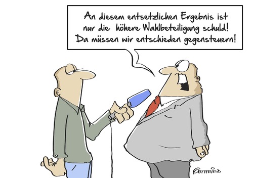 Cartoon: Gegenseteuern (medium) by Marcus Gottfried tagged landtagswahlen,afd,spd,cdu,grüne,linke,wahlbeteiligung,reaktion,verleugnen,volk,stimmung,blind,entsetzlich,gegensteuern,regierung,grund,begründung,abschneiden,prozente,bevölkerung,denkzettel,protestwahl,freude,marcus,gottfried,cartoon,karikatur,landtagswahlen,afd,spd,cdu,grüne,linke,wahlbeteiligung,reaktion,verleugnen,volk,stimmung,blind,entsetzlich,gegensteuern,regierung,grund,begründung,abschneiden,prozente,bevölkerung,denkzettel,protestwahl,freude,marcus,gottfried,cartoon,karikatur