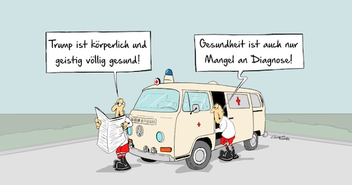 Cartoon: Gesundheit (medium) by Marcus Gottfried tagged donald,trump,amerika,präsident,us,usa,gesundheit,zweifel,zustand,körperlich,geistig,körper,geist,mängel,mangel,diagnose,rettungswachen,rettungswagen,rettung,krankenwagen,sanitäter,cartoon,karikatur,marcus,gottfried,donald,trump,amerika,präsident,us,usa,gesundheit,zweifel,zustand,körperlich,geistig,körper,geist,mängel,mangel,diagnose,rettungswachen,rettungswagen,rettung,krankenwagen,sanitäter,cartoon,karikatur,marcus,gottfried