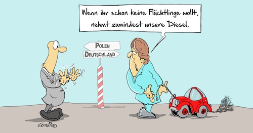 Cartoon: Grenzgeschäfte (medium) by Marcus Gottfried tagged eu,europa,polen,flüchtlinge,flüchtlingswelle,quote,brexit,geld,fördermittel,deutschland,merkel,diesel,dieselgate,umwelt,marcus,gottfried,cartoon,karikatur,eu,europa,polen,flüchtlinge,flüchtlingswelle,quote,brexit,geld,fördermittel,deutschland,merkel,diesel,dieselgate,umwelt,marcus,gottfried,cartoon,karikatur