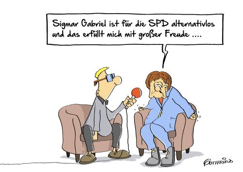 Cartoon: große Freude (medium) by Marcus Gottfried tagged karikatur,cartoon,gottfried,marcus,freude,absturz,kanzlerkandidat,alternativlos,alternative,koalition,regierung,berlin,konkurrenz,gabriel,sigmar,merkel,angela,angela,merkel,sigmar,gabriel,konkurrenz,berlin,regierung,koalition,alternative,alternativlos,kanzlerkandidat,absturz,freude,marcus,gottfried,cartoon,karikatur