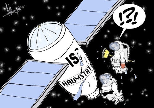Cartoon: ISS Putztag (medium) by Marcus Gottfried tagged is,isis,iss,putztag,reinigung,verwechslung,reinigungsmittel,putzen,raumstation,astronaut,kosmonaut,raumfahrer,space,spaceshuttle,all,weltall,marcus,gottfried,cartoon,karikatur,is,isis,iss,putztag,reinigung,verwechslung,reinigungsmittel,putzen,raumstation,astronaut,kosmonaut,raumfahrer,space,spaceshuttle,all,weltall,marcus,gottfried,cartoon,karikatur