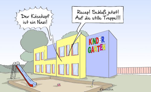 Cartoon: Kindergarten (medium) by Marcus Gottfried tagged erdogan,rede,wahlkampf,türkei,türken,regierung,ausland,anrecht,kulturverständnis,werbung,werbeveranstaltung,deutschland,niederlande,familienministerin,minister,eskorte,zurück,grenze,freunde,marcus,gottfried,cartoon,karikatur,erdogan,rede,wahlkampf,türkei,türken,regierung,ausland,anrecht,kulturverständnis,werbung,werbeveranstaltung,deutschland,niederlande,familienministerin,minister,eskorte,zurück,grenze,freunde,marcus,gottfried,cartoon,karikatur