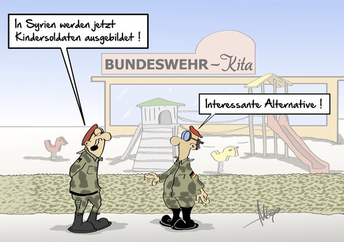 Cartoon: Kindersoldat (medium) by Marcus Gottfried tagged syrien,krieg,bürgerkrieg,angriff,feind,soldat,armee,verteidigung,bundeswehr,kinder,kindergarten,marcus,gottfried,cartoon,karikatur,kinderarmee,kindersoldat,ausbildung,ausgebildet,interessant,alternative,syrien,krieg,bürgerkrieg,angriff,feind,soldat,armee,verteidigung,bundeswehr,kinder,kindergarten,marcus,gottfried,cartoon,karikatur,kinderarmee,kindersoldat,ausbildung,ausgebildet,interessant,alternative