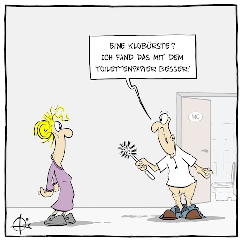 Cartoon: Klobürste (medium) by Marcus Gottfried tagged klobürste,toilettenpapier,hygieneartikel,klobürste,toilettenpapier,hygieneartikel