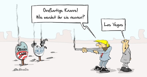 Cartoon: Knarre (medium) by Marcus Gottfried tagged trump,obamacare,unesco,austritt,beschuss,waffenlobby,waffen,amoklauf,tot,schuf,schießerei,las,vegas,freundschaft,marcus,gottfried,cartoon,karikatur,trump,obamacare,unesco,austritt,beschuss,waffenlobby,waffen,amoklauf,tot,schuf,schießerei,las,vegas,freundschaft,marcus,gottfried,cartoon,karikatur