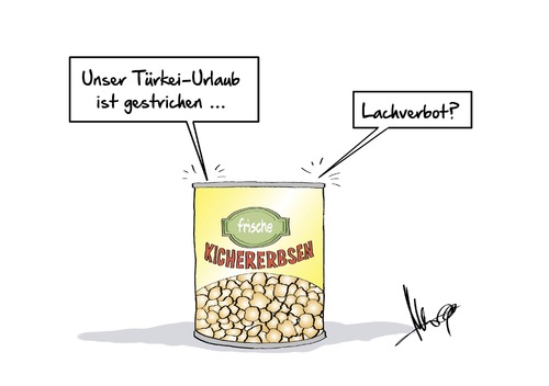 Cartoon: Lachverbot (medium) by Marcus Gottfried tagged urlaub,türkei,vize,präsident,regierung,glaube,sitte,anstand,orient,meinung,marcus,gottfried,cartoon,karikatur,erbse,kichererbse,gemüse,dose,ferien,freizeit,einreiseverbot,kichern,urlaub,türkei,vize,präsident,regierung,glaube,sitte,anstand,orient,meinung,marcus,gottfried,cartoon,karikatur,erbse,kichererbse,gemüse,dose,ferien,freizeit,einreiseverbot,kichern