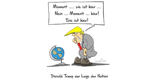 Cartoon: Lage der Nation (medium) by Marcus Gottfried tagged trump,lage,nation,ansprache,mauer,wissen,allgemeinbildung,usa,us,präsident,trump,lage,nation,ansprache,mauer,wissen,allgemeinbildung,usa,us,präsident