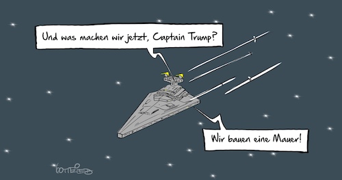 Cartoon: Mauer3 (medium) by Marcus Gottfried tagged mauer,trump,weltall,raumschiff,armee,weltraum,weltraumarmee,verteidigung,usa,us,mauer,trump,weltall,raumschiff,armee,weltraum,weltraumarmee,verteidigung,usa,us