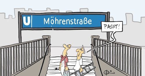 Cartoon: Mohrenstrasse (medium) by Marcus Gottfried tagged berlin,umbenennung,mohrenstrasse,berlin,umbenennung,mohrenstrasse
