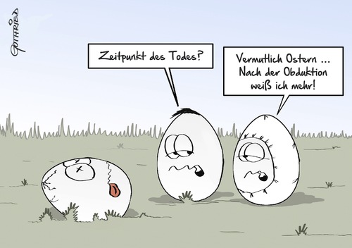 Cartoon: Osterobduktion (medium) by Marcus Gottfried tagged ostern,obduktion,tatort,ei,feiertag,täter,mordkommission,pathologe,wissen,mord,tat,kommissar,polizei,freund,helfer,spass,marcus,gottfried,cartoon,karikatur,ostern,obduktion,tatort,ei,feiertag,täter,mordkommission,pathologe,wissen,mord,tat,kommissar,polizei,freund,helfer,spass,marcus,gottfried,cartoon,karikatur