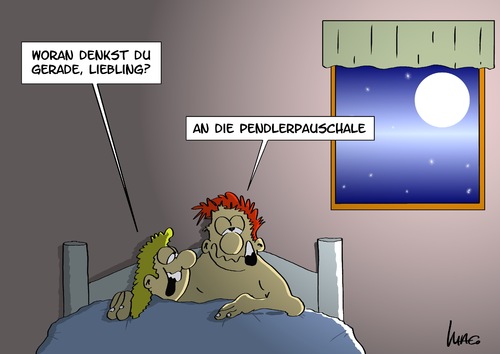 Cartoon: Pauschale (medium) by Marcus Gottfried tagged pauschale,bett,paar,nacht,ehe,freundin,freund,frage,denken,gedanken,pendler,pendlerpauschale,mond,pauschale,bett,paar,nacht,ehe,freundin,freund,frage,denken,gedanken,pendler,pendlerpauschale,mond