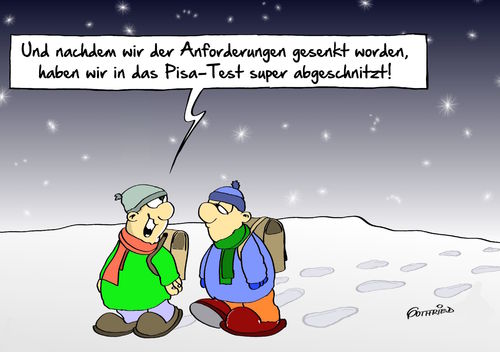 Cartoon: Pisa Studie (medium) by Marcus Gottfried tagged deutschland,bildung,pisa,studie,lernen,lernerfolg,schule,anspruch,deutsch,sprache,winter,kinder,jugend,erkenntnis,senken,anschneiden,querschnitt,mittelfeld,lernstandserhebung,realschule,hauptschule,gymnasium,g8,g9,abschluss,freude,marcus,gottfried,cartoon,karikatur,deutschland,bildung,pisa,studie,lernen,lernerfolg,schule,anspruch,deutsch,sprache,winter,kinder,jugend,erkenntnis,senken,anschneiden,querschnitt,mittelfeld,lernstandserhebung,realschule,hauptschule,gymnasium,g8,g9,abschluss,freude,marcus,gottfried,cartoon,karikatur