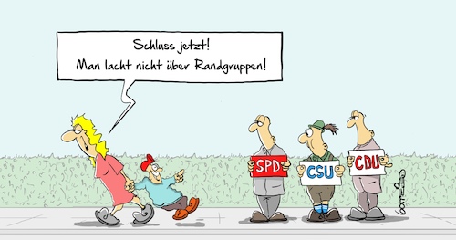 Cartoon: Randgruppe (medium) by Marcus Gottfried tagged randgruppe,bayern,bayernwahl,partei,spd,cdu,csu,niedergang,umfrage,marcus,gottfried,randgruppe,bayern,bayernwahl,partei,spd,cdu,csu,niedergang,umfrage,marcus,gottfried