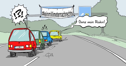 Cartoon: Rechts (medium) by Marcus Gottfried tagged keinmillimeternachrechts,autobahn,links,linksfahrer,blockieren,strasse,bremsen,afd,nazi,linksverkehr,keinmillimeternachrechts,autobahn,links,linksfahrer,blockieren,strasse,bremsen,afd,nazi,linksverkehr