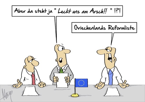 Cartoon: Reformliste (medium) by Marcus Gottfried tagged griechenland,reformen,reformliste,schuldenkrise,hilfsprogramm,athen,troika,ezb,eu,europa,iwf,währung,geldgeber,dokument,voraussetzung,alexis,tsipras,finanzminister,giannis,varoufakis,bundestag,zustimmung,marcus,gottfried,cartoon,karikatur,griechenland,reformen,reformliste,schuldenkrise,hilfsprogramm,athen,troika,ezb,eu,europa,iwf,währung,geldgeber,dokument,voraussetzung,alexis,tsipras,finanzminister,giannis,varoufakis,bundestag,zustimmung,marcus,gottfried,cartoon,karikatur