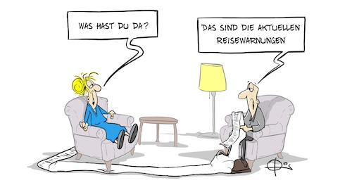 Cartoon: Reisewarnung (medium) by Marcus Gottfried tagged reisewarnung,corona,risikogebiet,covid,nachrichten,reisewarnung,corona,risikogebiet,covid,nachrichten