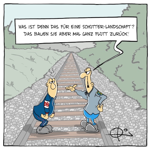 Cartoon: Schotterlandschaft (medium) by Marcus Gottfried tagged schotter,schottergarten,landschaft,grün,insekten,blumen,nahrung,bahn,bahntrasse,bahnlinie,bundesbahn,gleise,eisenbahngleise,schotter,schottergarten,landschaft,grün,insekten,blumen,nahrung,bahn,bahntrasse,bahnlinie,bundesbahn,gleise,eisenbahngleise