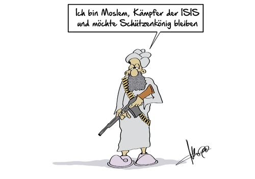 Cartoon: Schützenkönig (medium) by Marcus Gottfried tagged migrant,schützenkönig,integration,isis,moslem,glaube,syrien,irak,glaubenskrieg,kämpfer,freizeit,sport,marcus,gottfried,cartoon,karikatur,migrant,schützenkönig,integration,isis,moslem,glaube,syrien,irak,glaubenskrieg,kämpfer,freizeit,sport,marcus,gottfried,cartoon,karikatur