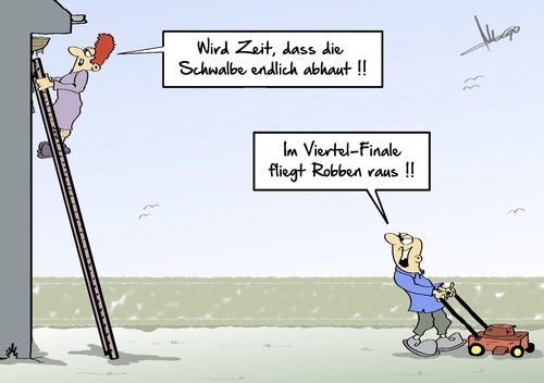 Cartoon: Schwalbe (medium) by Marcus Gottfried tagged brasilien,fussball,weltmeisterschaft,mexico,marcus,gottfried,karikatur,cartoon,holland,niederlande,viertelfinale,achtelfinale,zeit,schwalbe,foul,strafraum,vogel,nest,zugvogel,leiter,schmutz,rasen,garten,arjen,robben,spieler,brasilien,fussball,weltmeisterschaft,mexico,marcus,gottfried,karikatur,cartoon,holland,niederlande,viertelfinale,achtelfinale,zeit,schwalbe,foul,strafraum,vogel,nest,zugvogel,leiter,schmutz,rasen,garten,arjen,robben,spieler