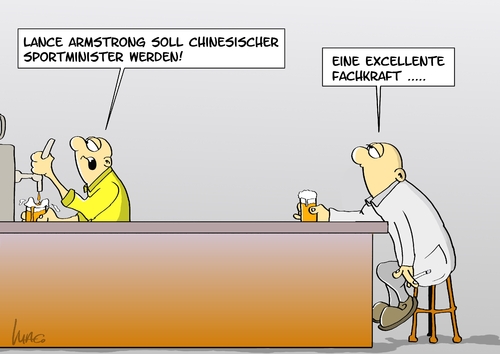 Cartoon: Sportminister (medium) by Marcus Gottfried tagged muskel,fachmann,excellent,erfahrung,wissen,ahnung,könner,spezialist,funktionär,bier,gaststätte,kneipe,toursieger,france,de,tour,rennen,fahrrad,usa,armstrong,lance,doping,china,minister,sport,sport,minister,china,doping,lance,armstrong,usa,fahrrad,rennen,tour,de,france,toursieger,kneipe,gaststätte,bier,funktionär,spezialist,könner,ahnung,wissen,erfahrung