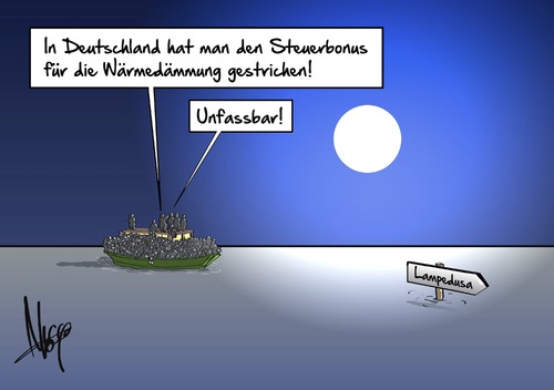 Cartoon: Steuerbonus (medium) by Marcus Gottfried tagged steuer,steuerbonus,wärme,klima,klimaerwärmung,vorteil,finanzen,haus,eigentum,wärmedämmung,förderung,gestrichen,deutschland,unfassbar,flüchtlinge,lampedusa,boat,people,italien,flucht,asyl,armut,reichtum,fortschritt,besseres,leben,marcus,gottfried,cartoon,karikatur,steuer,steuerbonus,wärme,klima,klimaerwärmung,vorteil,finanzen,haus,eigentum,wärmedämmung,förderung,gestrichen,deutschland,unfassbar,flüchtlinge,lampedusa,boat,people,italien,flucht,asyl,armut,reichtum,fortschritt,besseres,leben,marcus,gottfried,cartoon,karikatur