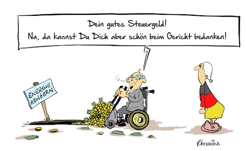 Cartoon: Steuergelder (medium) by Marcus Gottfried tagged abgabe,steuer,atomsteuer,brennelementesteuer,gericht,rückzahlung,schäuble,michel,millionen,steuergelder,einnahmen,urteil,pleite,karlsruhe,enttäuschung,freude,marcus,gottfried,cartoon,karikatur,abgabe,steuer,atomsteuer,brennelementesteuer,gericht,rückzahlung,schäuble,michel,millionen,steuergelder,einnahmen,urteil,pleite,karlsruhe,enttäuschung,freude,marcus,gottfried,cartoon,karikatur