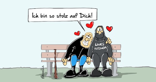 Cartoon: Stolz (medium) by Marcus Gottfried tagged g20,hamburg,widerstand,linker,block,rechts,links,linksautonom,linksradikal,rechtsradikal,radikal,gemeinsamkeit,zusammen,feinde,stolz,freunde,marcus,gottfried,cartoon,karikatur,g20,hamburg,widerstand,linker,block,rechts,links,linksautonom,linksradikal,rechtsradikal,radikal,gemeinsamkeit,zusammen,feinde,stolz,freunde,marcus,gottfried,cartoon,karikatur