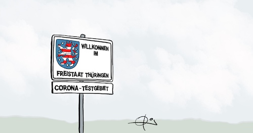 Cartoon: Testgebiet (medium) by Marcus Gottfried tagged thüringen,ramelow,corona,lockerung,testgebiet,versuch,thüringen,ramelow,corona,lockerung,testgebiet,versuch