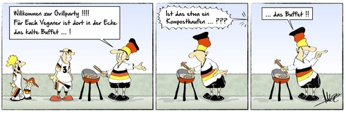 Cartoon: Veganergrillen (medium) by Marcus Gottfried tagged grillen,fussball,wm,weltmeisterschaft,marcus,gottfried,cartoon,karikatur,vegan,essen,wurst,fleisch,ernährung,grillen,fussball,wm,weltmeisterschaft,marcus,gottfried,cartoon,karikatur,vegan,essen,wurst,fleisch,ernährung