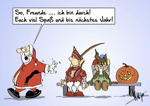 Cartoon: Weihnachten ist durch (medium) by Marcus Gottfried tagged weihnachten,feier,nikolaus,geschenke,karneval,prinz,saison,session,hase,osterhase,ostern,feiertage,halloween,kürbis,freunde,spaß,wiederholung,marcus,gottfried,cartoon,karikatur,weihnachten,feier,nikolaus,geschenke,karneval,prinz,saison,session,hase,osterhase,ostern,feiertage,halloween,kürbis,freunde,spaß,wiederholung,marcus,gottfried,cartoon,karikatur