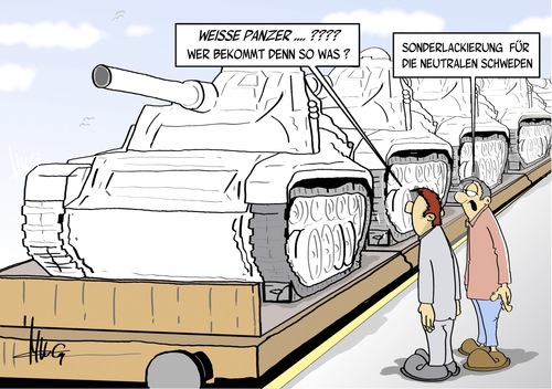 Cartoon: weiße Panzer (medium) by Marcus Gottfried tagged schweden,panzer,neutral,neutralität,marcus,gottfried,cartoon,karikatur,lieferung,rüstung,rüstungslobby,verkauf,import,export,weiss,sonderlackierung,sonderfarbe,russland,zug,transport,ukraine,angriff,vorbeugen,angst,putin,norden,osten,schweden,panzer,neutral,neutralität,marcus,gottfried,cartoon,karikatur,lieferung,rüstung,rüstungslobby,verkauf,import,export,weiss,sonderlackierung,sonderfarbe,russland,zug,transport,ukraine,angriff,vorbeugen,angst,putin,norden,osten