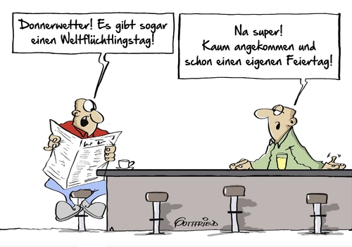 Cartoon: Weltflüchtlingstag (medium) by Marcus Gottfried tagged weltflüchtlingstag,flüchtlinge,flucht,asyl,feiertag,neid,neiddebatte,gedenken,gedenktag,sinn,verstand,freude,marcus,gottfried,cartoon,karikatur,weltflüchtlingstag,flüchtlinge,flucht,asyl,feiertag,neid,neiddebatte,gedenken,gedenktag,sinn,verstand,freude,marcus,gottfried,cartoon,karikatur